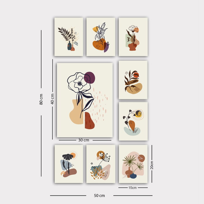 Wallity Set de 9 Cuadros Decorativos Multicolor en MDF Wallity Set de 9 Cuadros Decorativos Multicolor en MDF